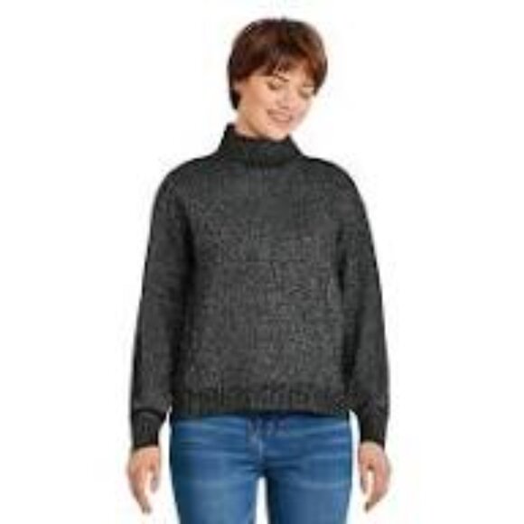 Chunky Super Soft Stretchy Charcoal Metallic Oversized Mock Neck Sweater - Picture 4 of 9